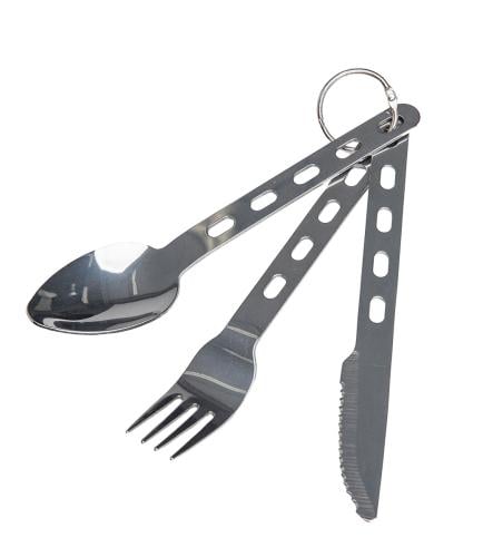 AB Field Cutlery Set, Three-piece, Stainless Steel, with Pouch